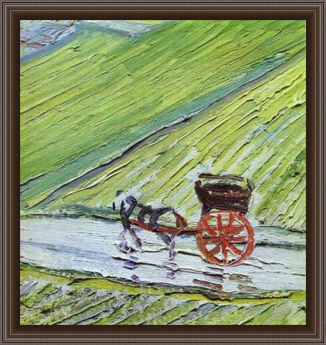 Framed Vincent van Gogh a road in auvers after the rain detail painting