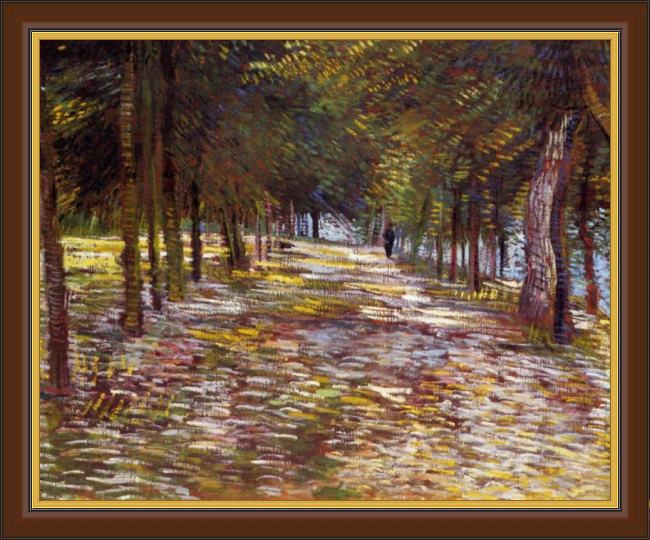 Framed Vincent van Gogh avenue in the voyer d'argenson park at asnieres painting