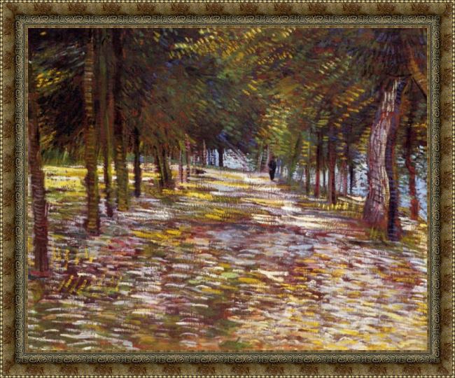 Framed Vincent van Gogh avenue in the voyer d'argenson park at asnieres painting