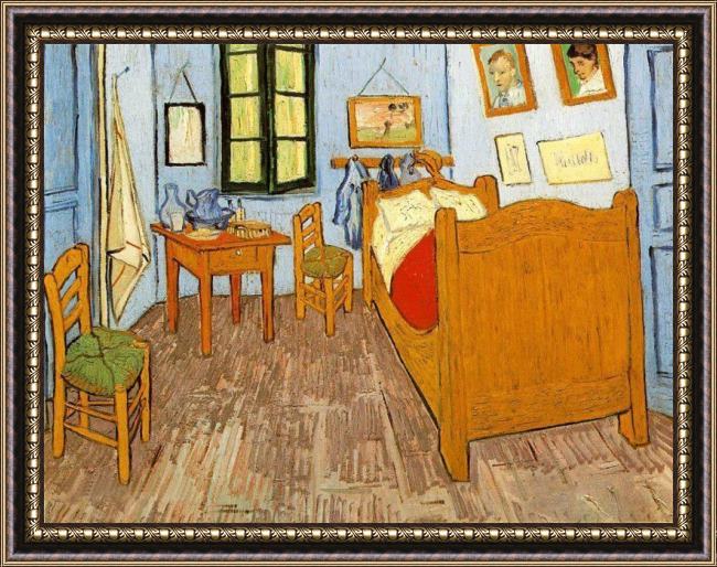 Framed Vincent van Gogh bedroom arles painting