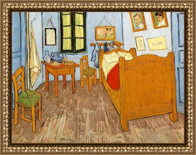 Framed Vincent van Gogh bedroom arles painting