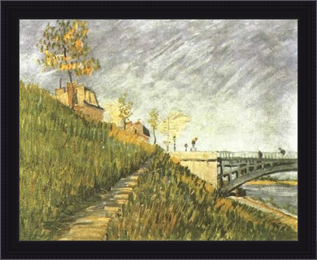 Framed Vincent van Gogh berges de la seine pr_s du pont de clichy 1887 painting