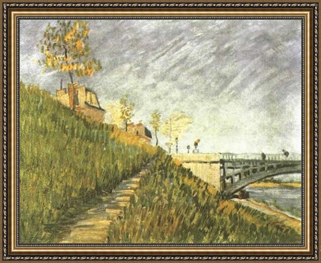 Framed Vincent van Gogh berges de la seine pr_s du pont de clichy 1887 painting