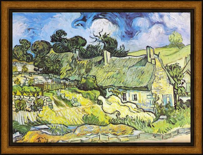Framed Vincent van Gogh chaumes de cordeville auvers-sur-oise 1890 painting