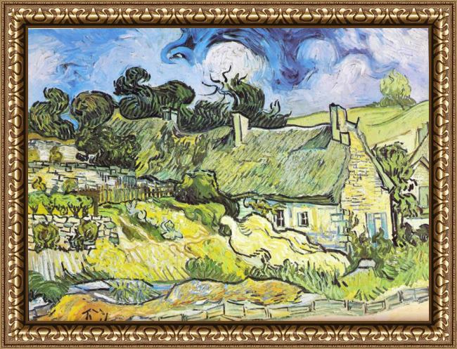 Framed Vincent van Gogh chaumes de cordeville auvers-sur-oise 1890 painting