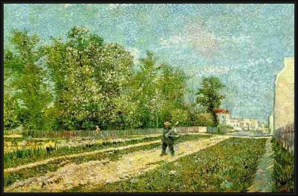 Framed Vincent van Gogh faubourgs de paris 1887 painting