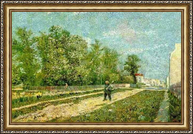 Framed Vincent van Gogh faubourgs de paris 1887 painting