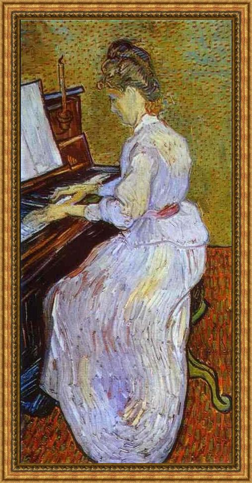 Framed Vincent van Gogh mademoiselle gachet at piano painting