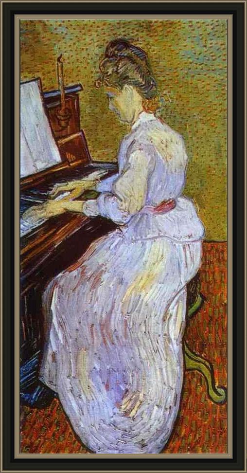 Framed Vincent van Gogh mademoiselle gachet at piano painting