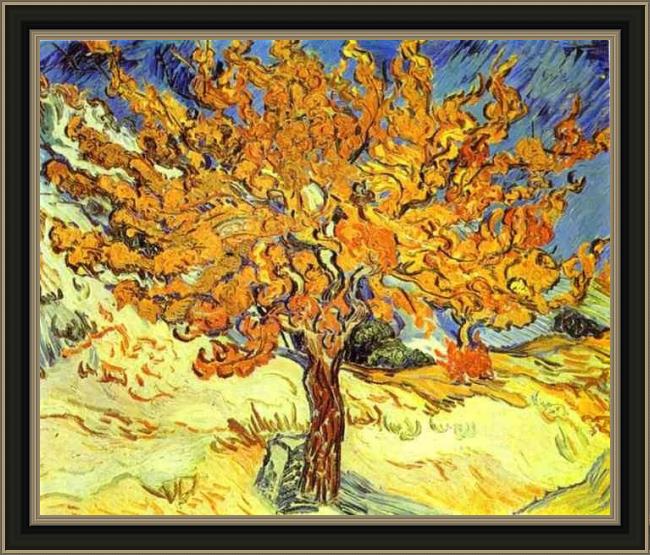 Framed Vincent van Gogh mulberry tree painting