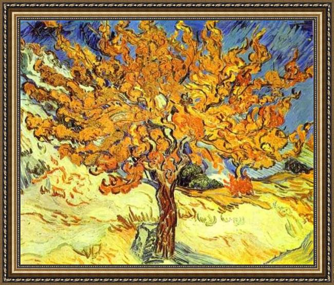 Framed Vincent van Gogh mulberry tree painting