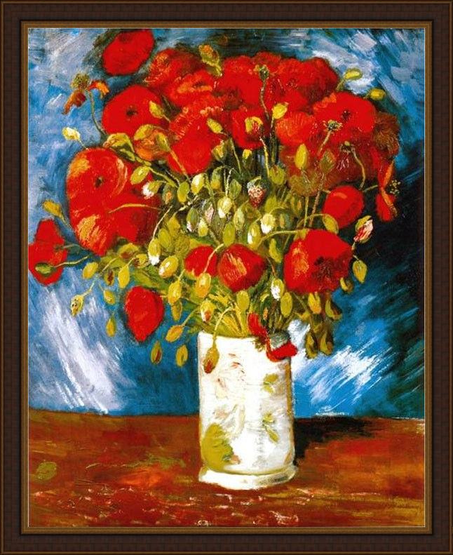 Framed Vincent van Gogh poppies 1886 painting