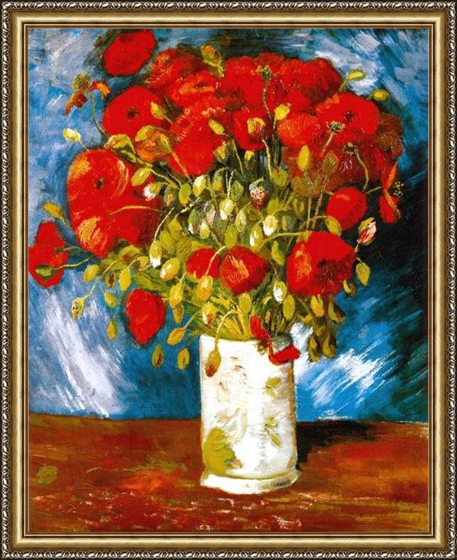 Framed Vincent van Gogh poppies 1886 painting