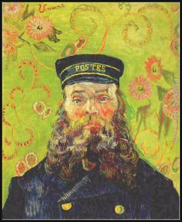 Framed Vincent van Gogh portrait of the postman joseph roulin painting