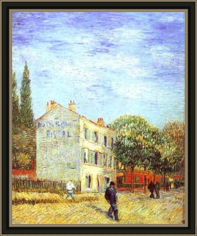 Framed Vincent van Gogh restaurant rispal at asnieres painting