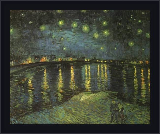 Framed Vincent van Gogh starry night over the rhone i painting