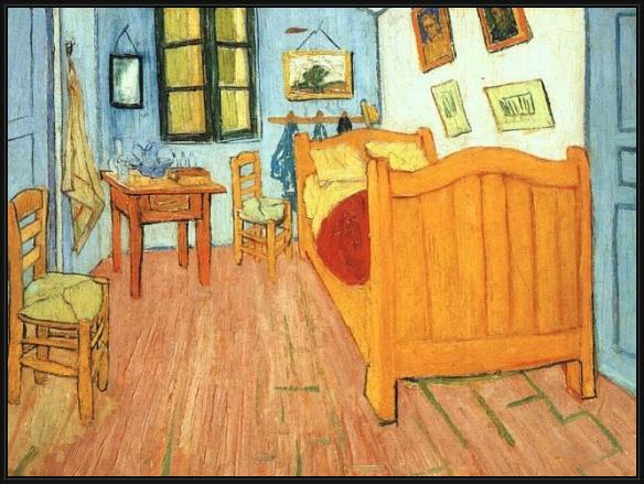 Framed Vincent van Gogh the bedroom at arles painting
