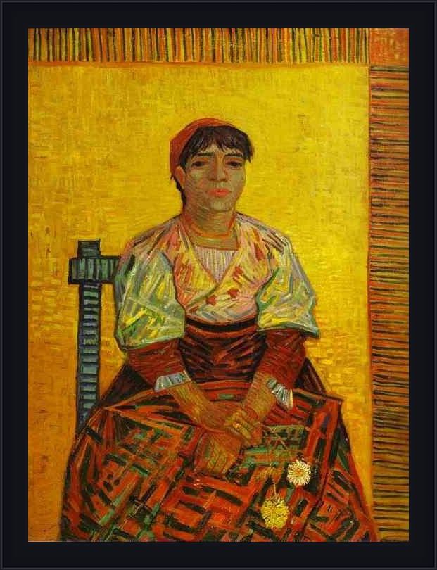 Framed Vincent van Gogh the italian woman painting