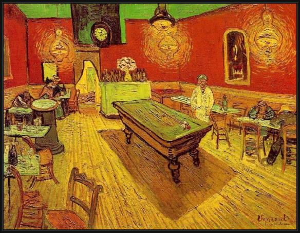 Framed Vincent van Gogh the night cafe painting
