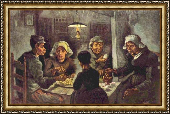 Framed Vincent van Gogh the potato eaters painting