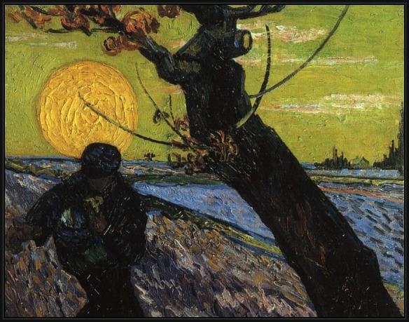 Framed Vincent van Gogh the sower painting