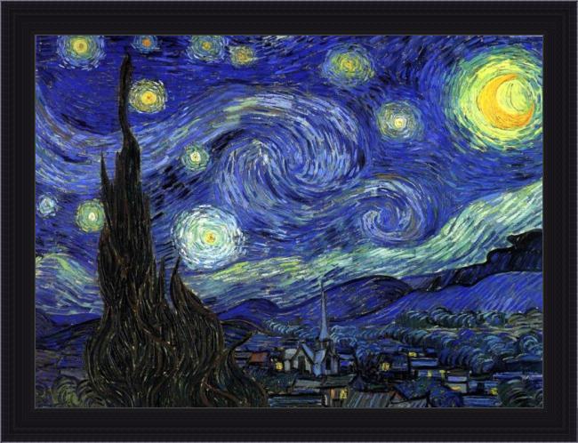 Framed Vincent van Gogh the starry night painting