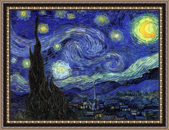 Framed Vincent van Gogh the starry night painting