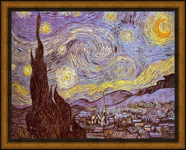 Framed Vincent van Gogh the starry night saint-remy painting