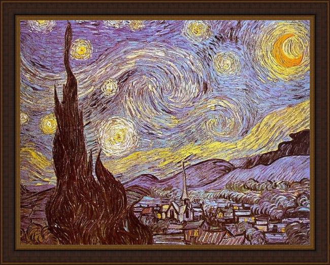 Framed Vincent van Gogh the starry night saint-remy painting