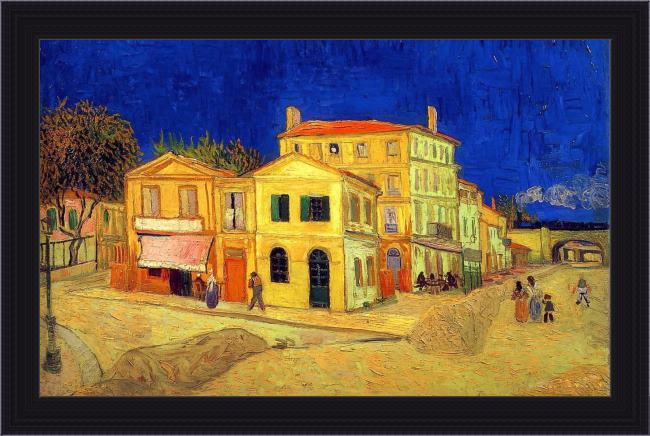 Framed Vincent van Gogh the yellow house painting