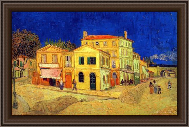 Framed Vincent van Gogh the yellow house painting
