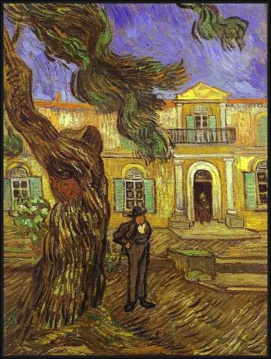 Framed Vincent van Gogh tree and man painting