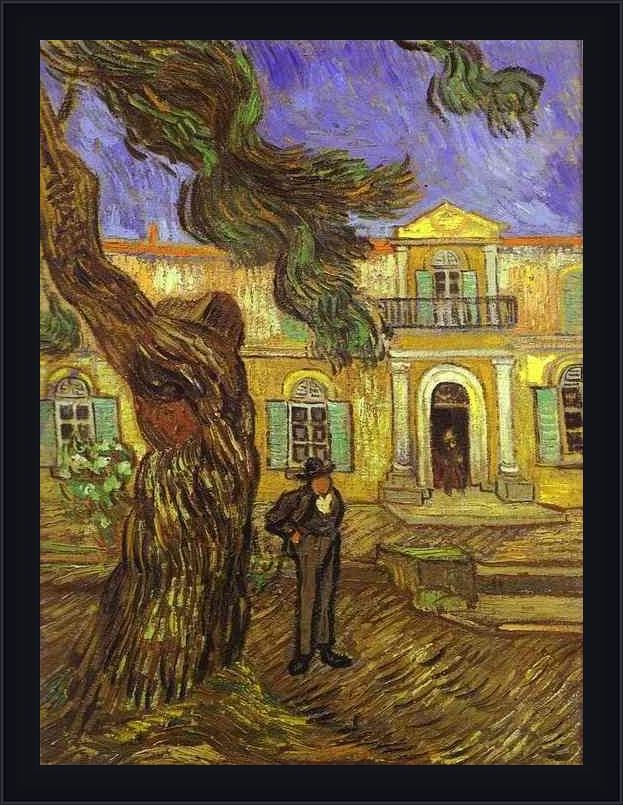 Framed Vincent van Gogh tree and man painting