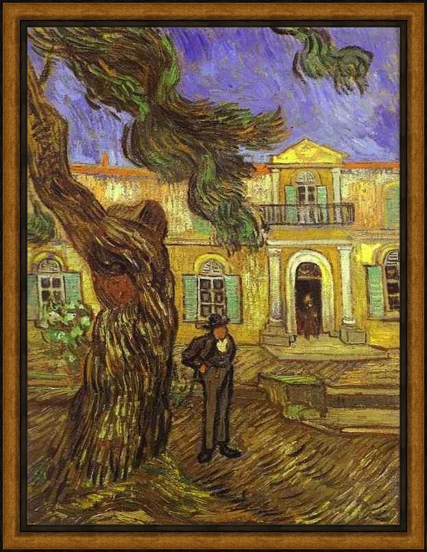 Framed Vincent van Gogh tree and man painting