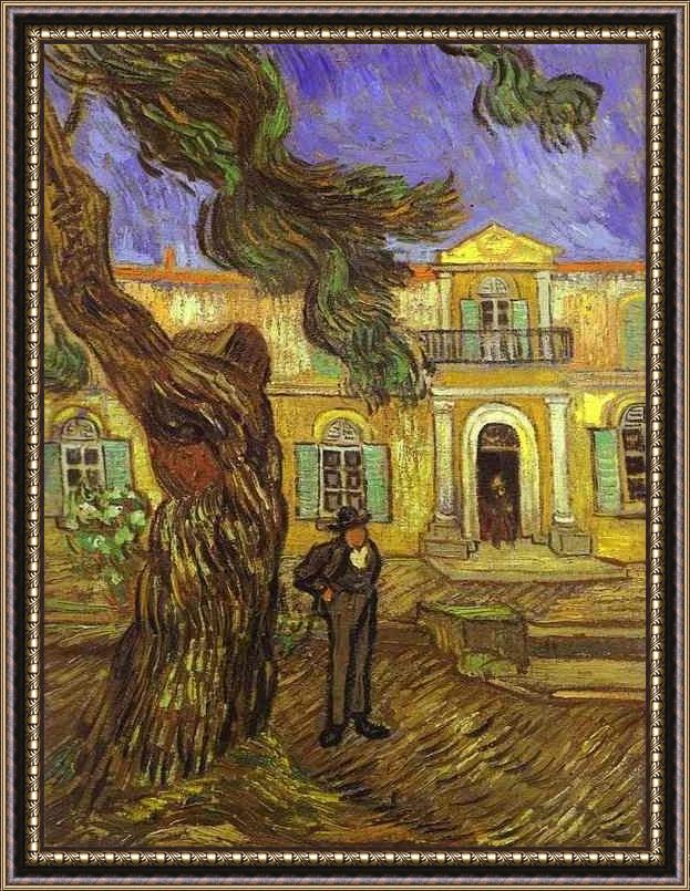 Framed Vincent van Gogh tree and man painting