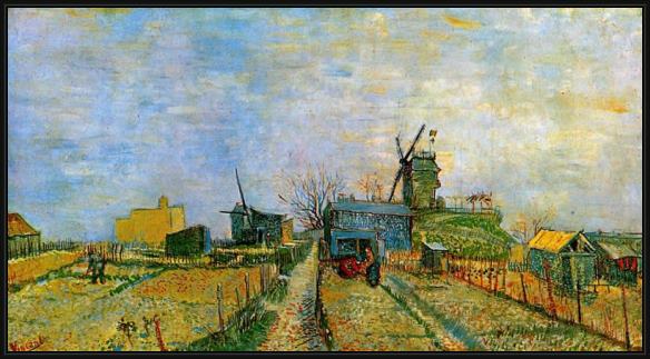 Framed Vincent van Gogh vegetable gardens in montmartre 2 painting