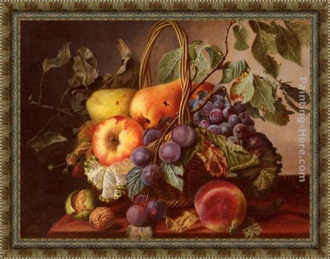 Framed Virginie de Sartorius a still life with a basket of fruit painting