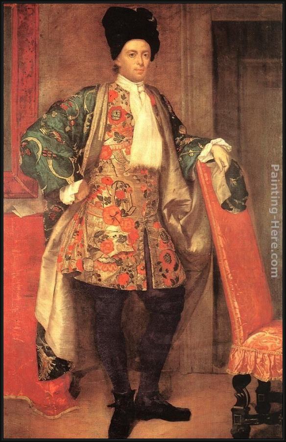 Framed Vittore Ghislandi portrait of count giovanni battista vailetti painting