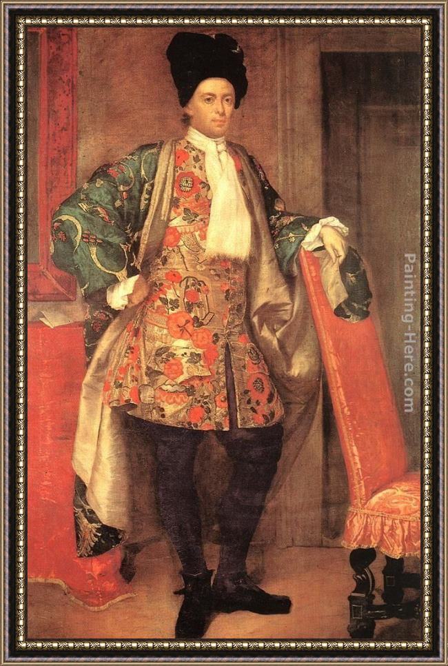 Framed Vittore Ghislandi portrait of count giovanni battista vailetti painting