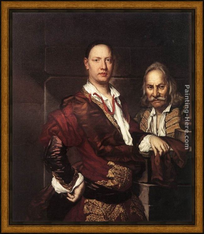 Framed Vittore Ghislandi portrait of giovanni secco suardo and his servant painting