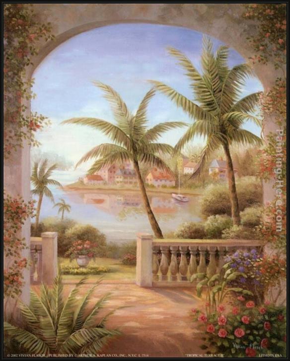 Framed Vivian Flasch tropical terrace ii painting