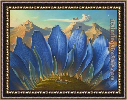 Framed Vladimir Kush across the mountains and into the trees painting