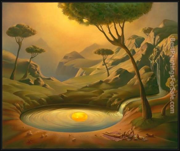 Framed Vladimir Kush breakfast on the lake painting