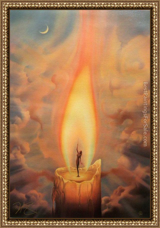Framed Vladimir Kush candle painting