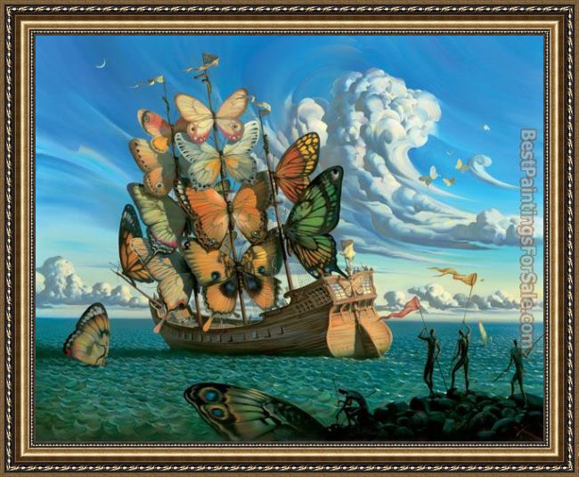Framed Vladimir Kush departure of the winged ship painting
