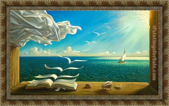 Framed Vladimir Kush diary of discoveries painting