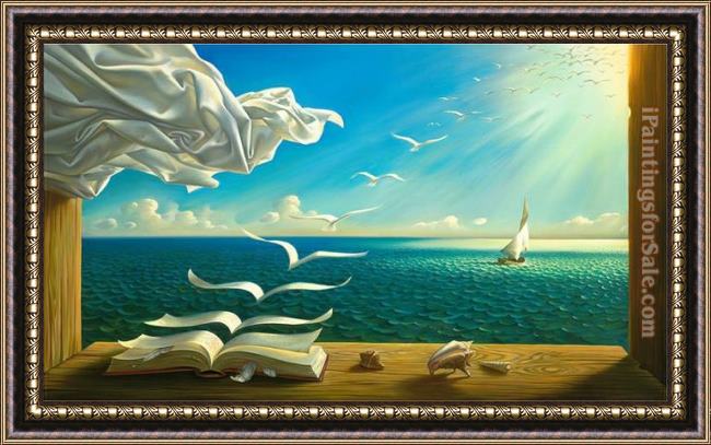 Framed Vladimir Kush diary of discoveries painting