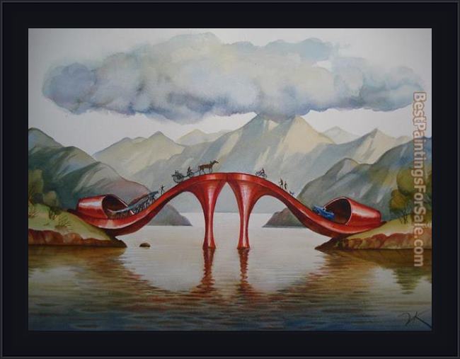 Framed Vladimir Kush fashionable bridge painting