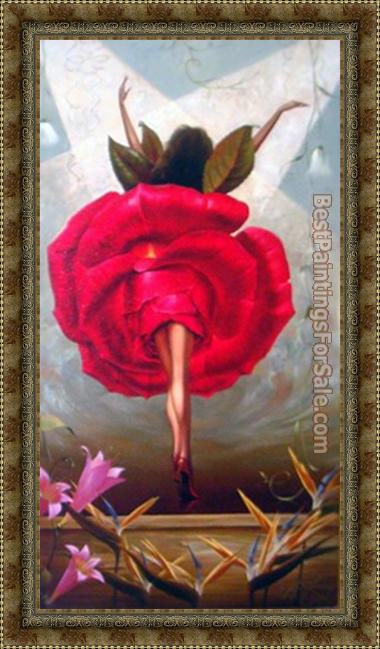 Framed Vladimir Kush flamingo dancer painting