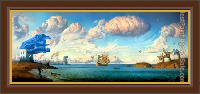 Framed Vladimir Kush metaphorical journey painting